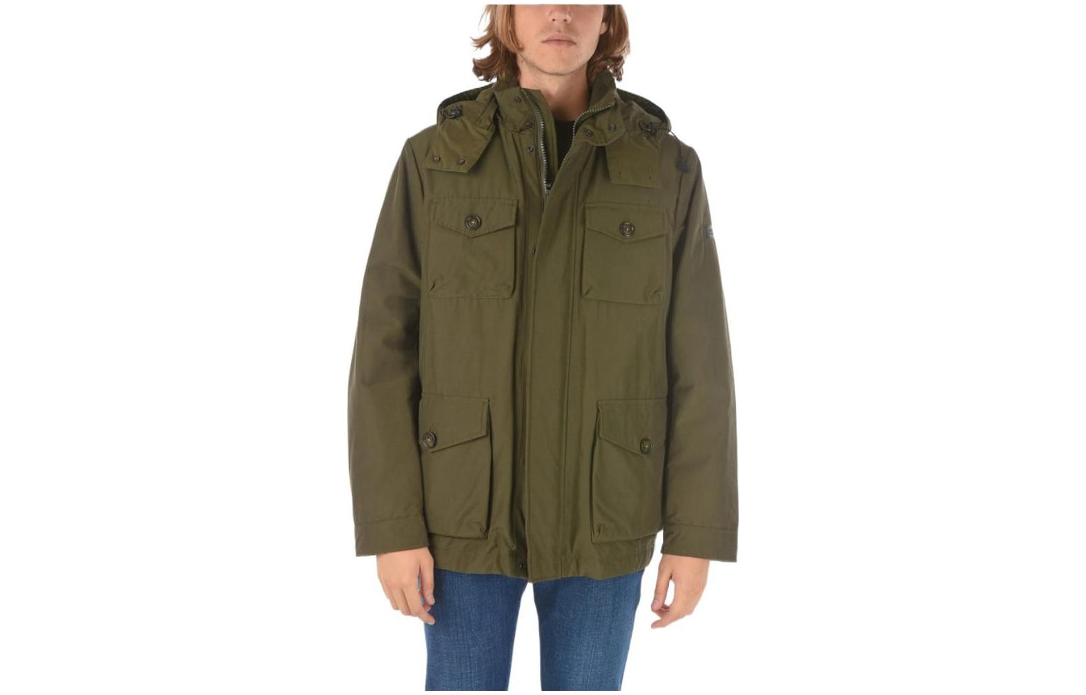 WOOLRICH Army Green Multi-Pocket Hooded Jacket COWOCPS2694PR10614