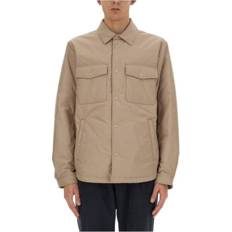 WOOLRICH Beige Solid Color Slim Fit Long Sleeve Jacket CFWOOS0123MRUT3128-8072