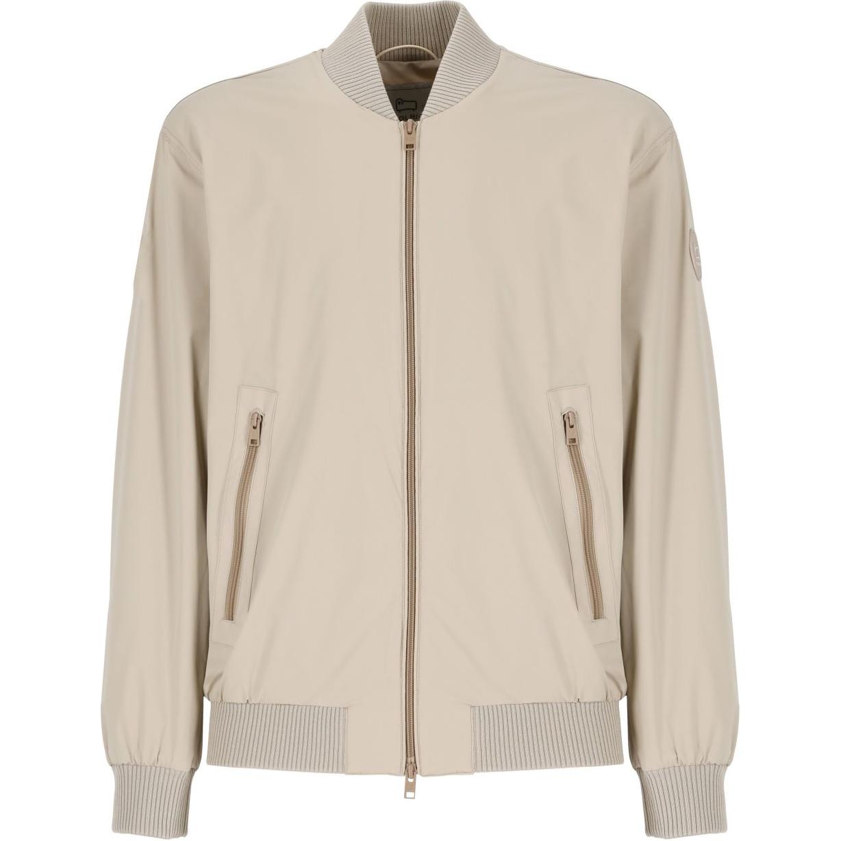WOOLRICH Beige Zip-Up Slim-Fit Bomber Jacket with Baseball Collar. CFWOOU0893MRUT31078072