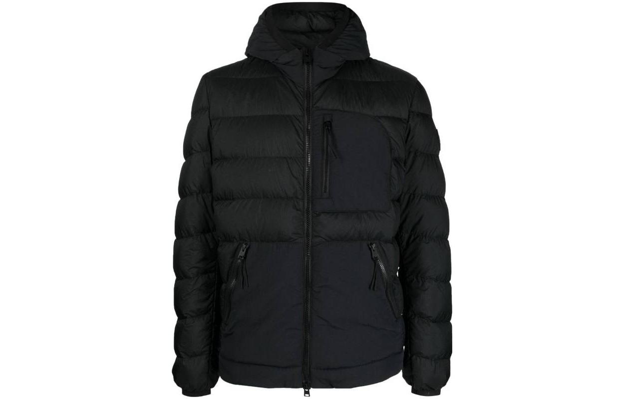 WOOLRICH Black Hooded Zip-Up Jacket with Elastic Cuffs. WOOU0794MRUT3069100