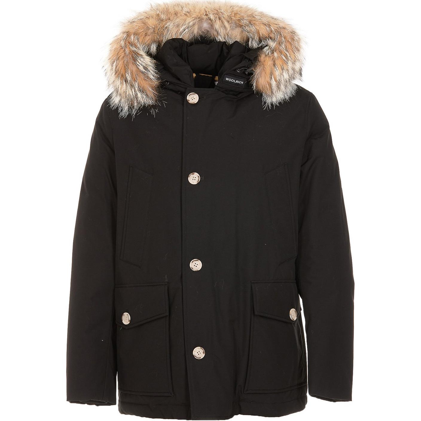 WOOLRICH Black Mid-Length Down Jacket with Detachable Fur Hood CFWOOU0484MRUT0001-BLK