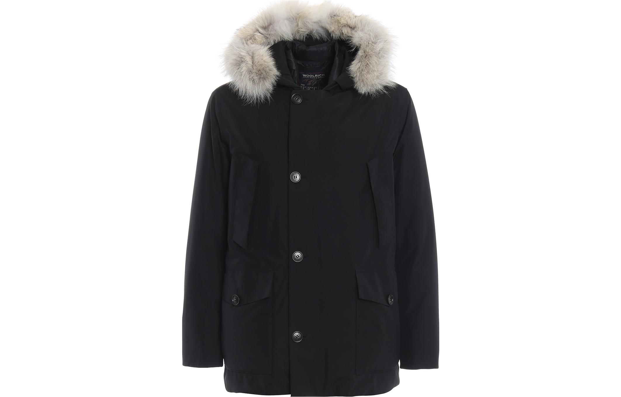 WOOLRICH Black Solid Color Hooded Long Sleeve Jacket WOCPS2688GT02100