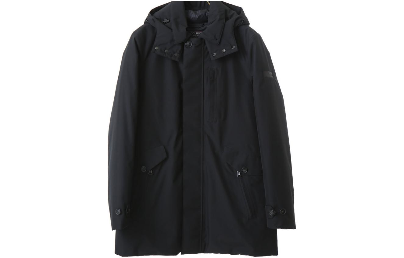 WOOLRICH Black Solid Color Loose Fit Hooded Jacket WOCPS2687GT02100