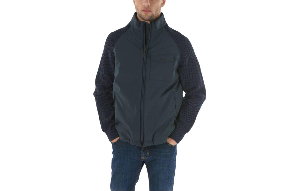 WOOLRICH Blue Solid Color Stand Collar Jacket COWOCPS2645AK033989