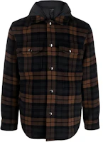 WOOLRICH Brown Plaid Hooded Down Jacket with Chest Pocket Long Sleeve CFWOOS0104MRUT3121 WOOLRICH Brown Plaid Hooded Down Jacket with Chest Pocket Long Sleeve CFWOOS0104MRUT3121