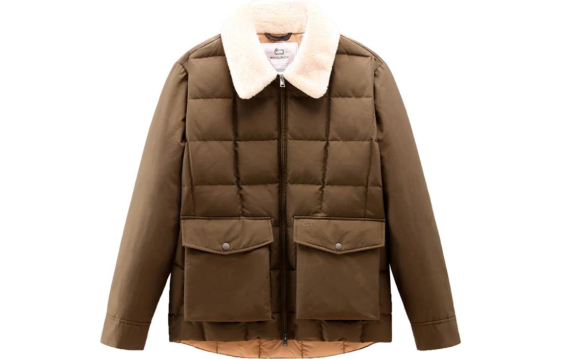 WOOLRICH Brown Solid Long Sleeve Fitted Zip-Up Jacket CFWOOU0592MRUT2348CF