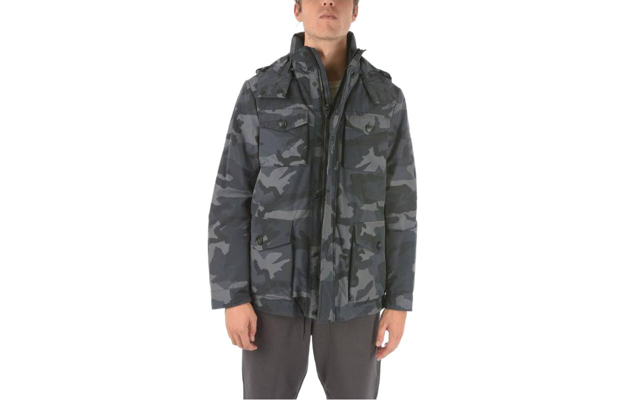 WOOLRICH Camouflage Detachable Hood Down Jacket with Zipper Long Sleeves COWOCPS2694PR101671