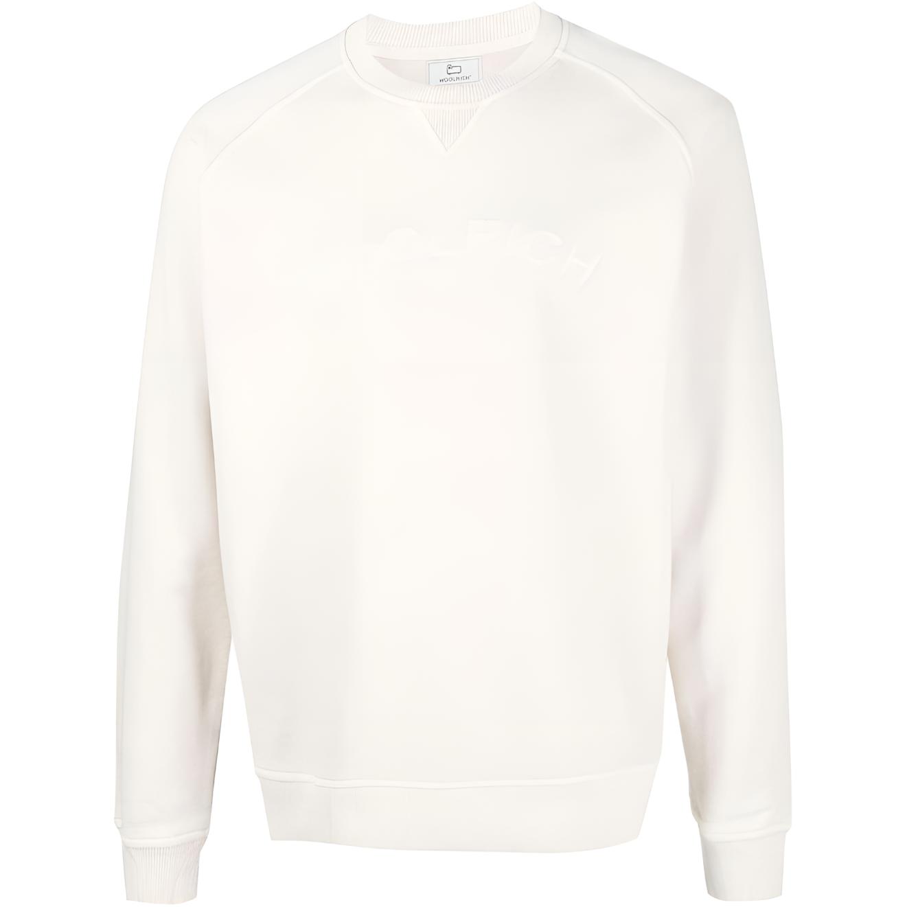 WOOLRICH Cream Embroidered Logo Crewneck Sweatshirt Long Sleeve WOSW0187MR8743