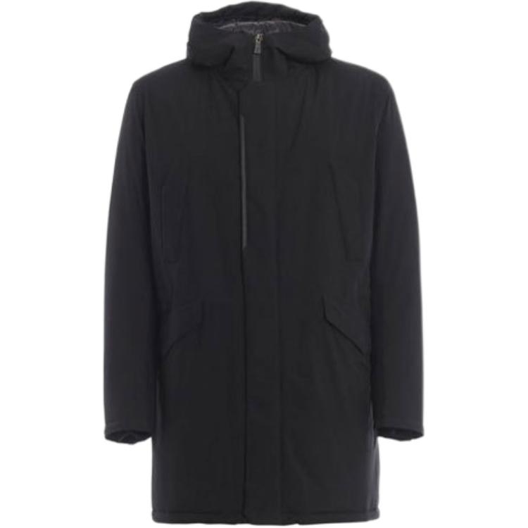 WOOLRICH FW21 Black Logo Print Hoodie Jacket with Long Sleeves. WOOU0501MRTU2735-3989