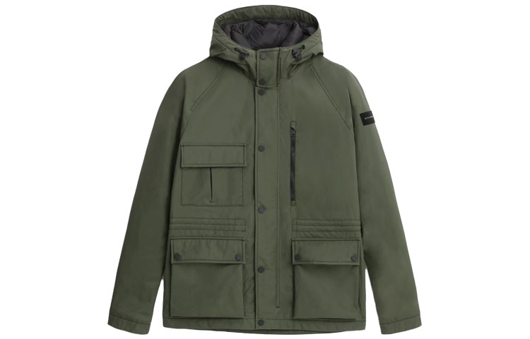 WOOLRICH FW21 Solid Color Hooded Jacket Green - Outerwear CFWOOU0466MRUT1698-614