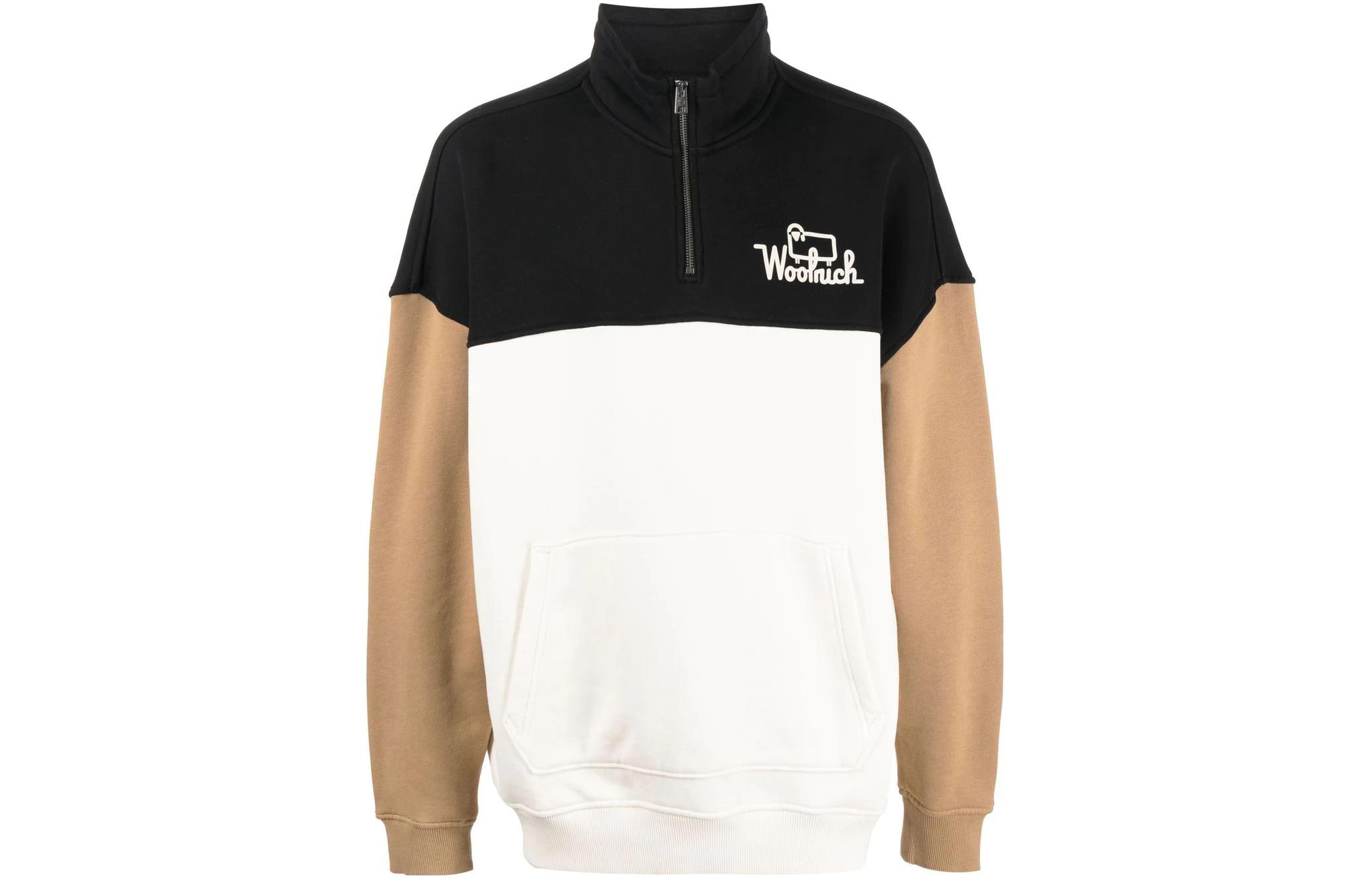 WOOLRICH FW22 Colorblock Logo Half-Zip Stand Collar Sweatshirt Mens Colorblock CFWOSW0155MRUT31058726