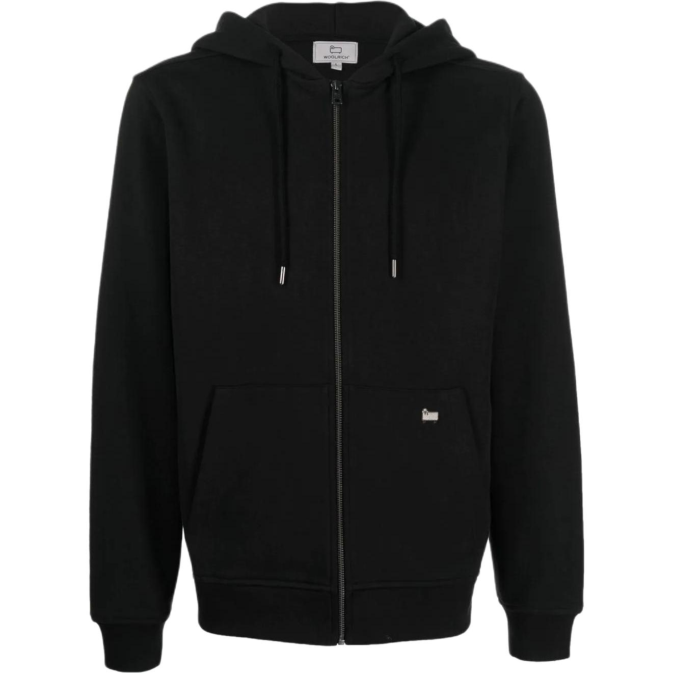 WOOLRICH FW22 Solid Logo Patch Zip Hoodie Unisex - Black WOSW0153MRUT3249100