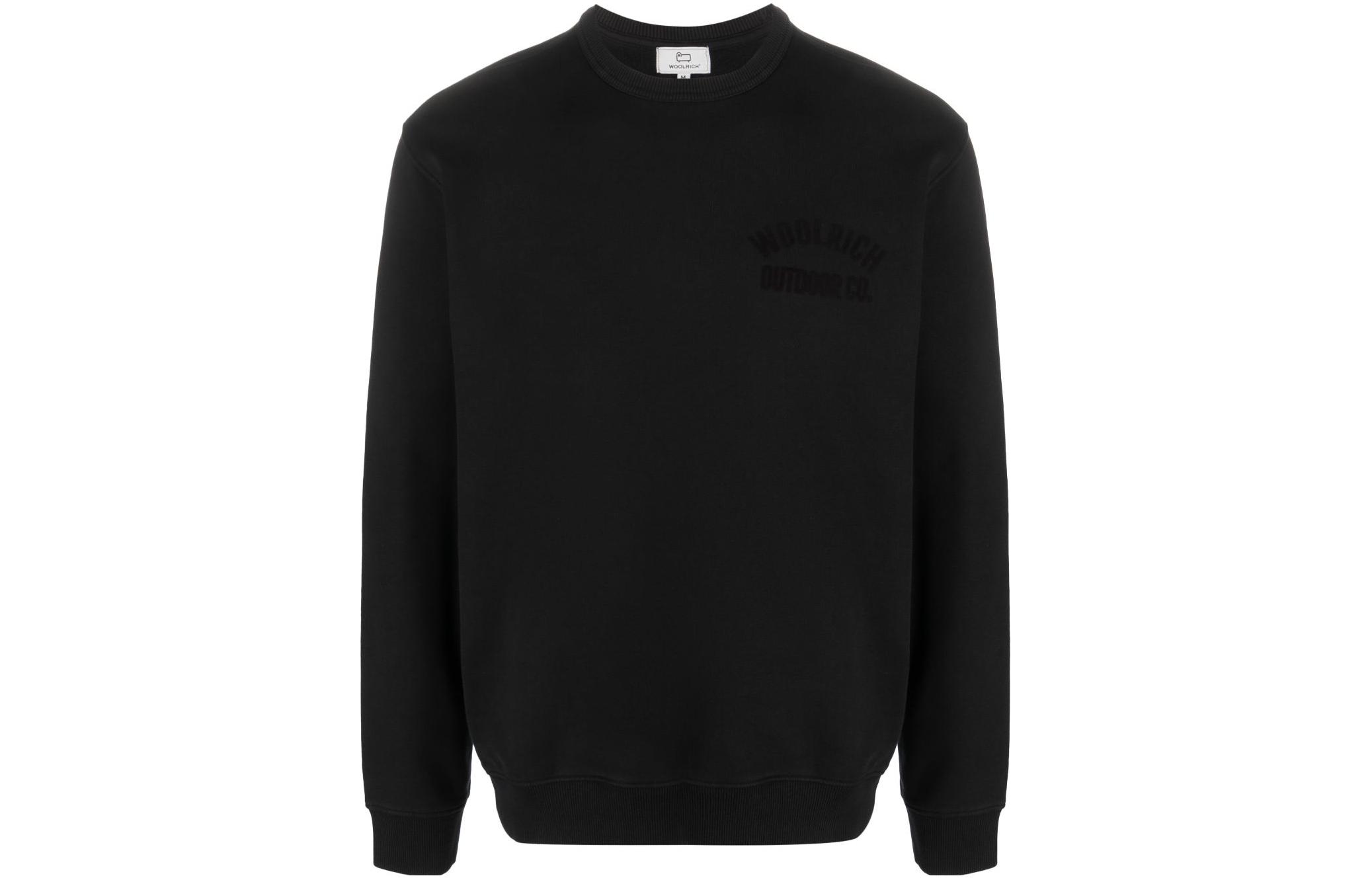 WOOLRICH FW23 Black Crewneck Sweatshirt with Solid Color Letter Design CFWOSW0216MRUT3290-100