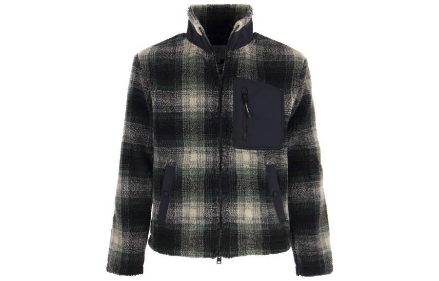 WOOLRICH FW23 Black Plaid Zip-Up Stand Collar Jacket CFWOSW0206MRUT3529-1840