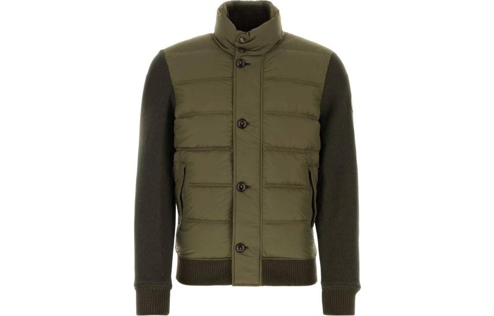 WOOLRICH FW23 Green Solid Color Stand Collar Button-Up Jacket CFWOSW0145MRUT2849614