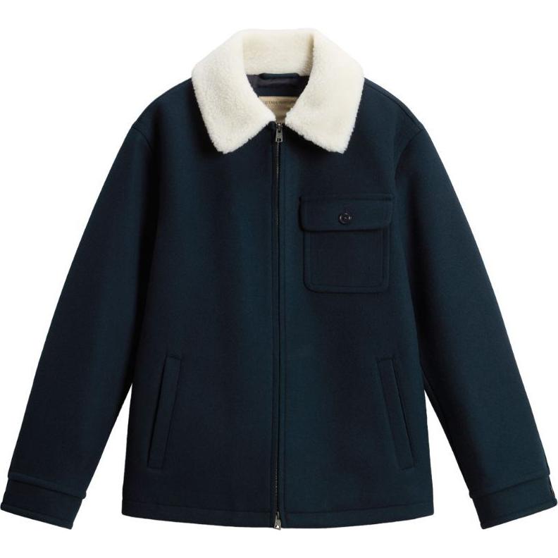 WOOLRICH FW24 Navy Blue Solid Dual-Zip Long-Sleeve Jacket CFWOOU1034MRUT37983938