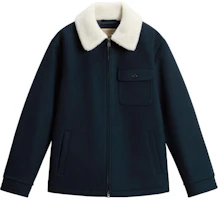 WOOLRICH FW24 Navy Blue Solid Dual-Zip Long-Sleeve Jacket CFWOOU1034MRUT37983938 WOOLRICH FW24 Navy Blue Solid Dual-Zip Long-Sleeve Jacket CFWOOU1034MRUT37983938