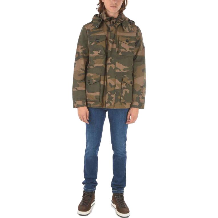 WOOLRICH Green Camo Zip-Up Hoodie Jacket COWOCPS2694PR107294