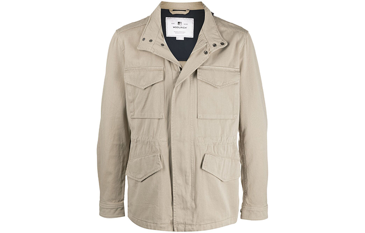 WOOLRICH Khaki Drawstring Solid Color Jacket WOOU0415MRUT2655-723