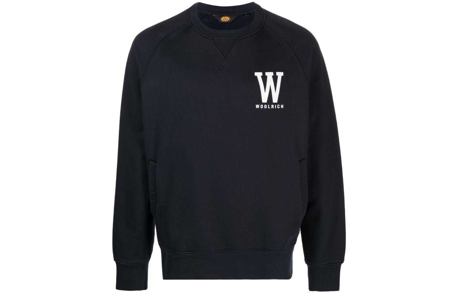 WOOLRICH Letter Logo Print Long-Sleeve Sweatshirt Navy Blue CFWOSW0210MRUT36013989