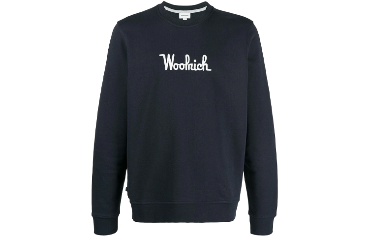 WOOLRICH Logo Embroidered Pullover Sweatshirt Navy Blue WOSW0090MRUT2544-3989
