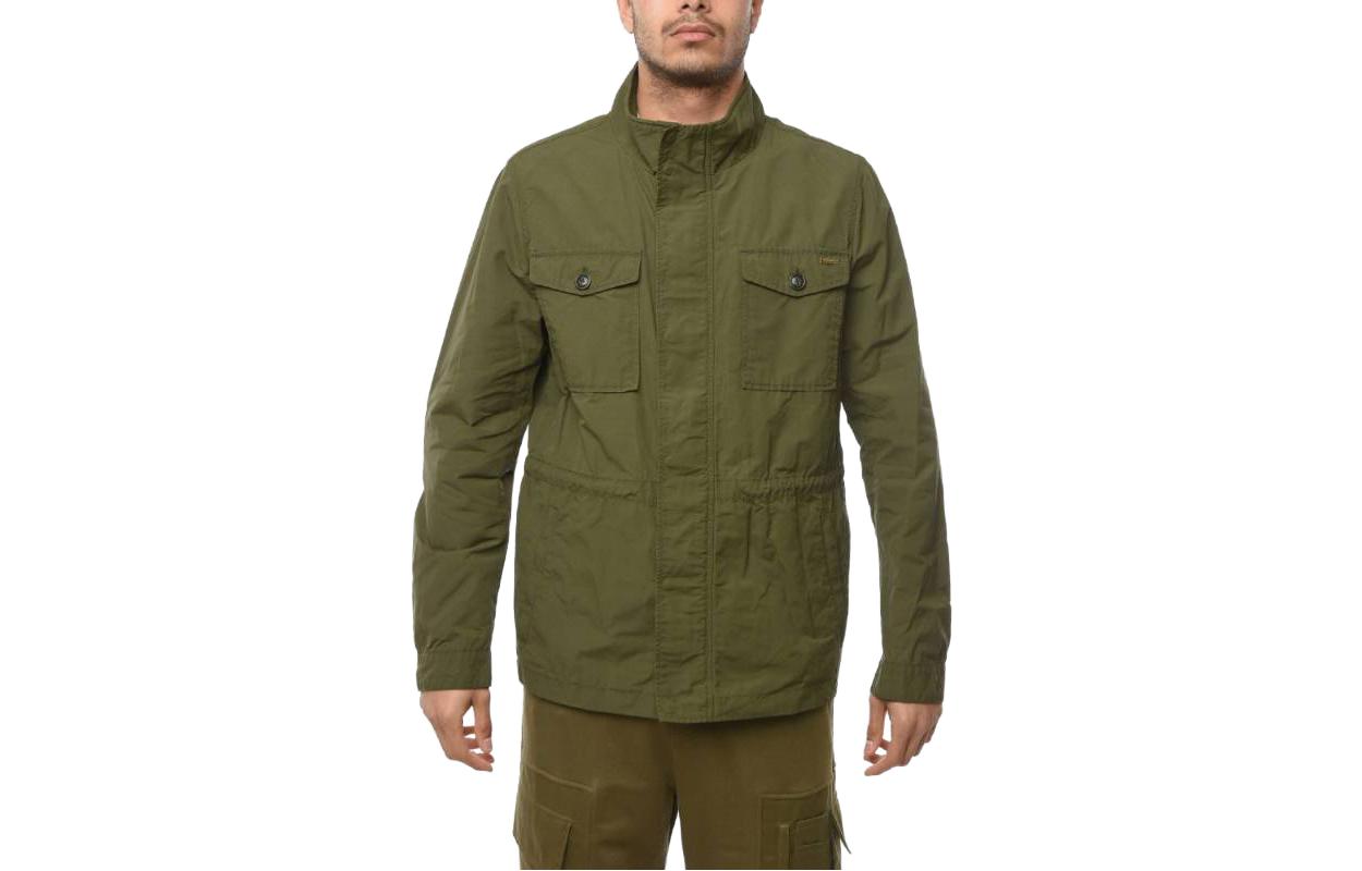 WOOLRICH Military Green Solid Stand Collar Zip-Up Jacket COWOCPS2653WC02699