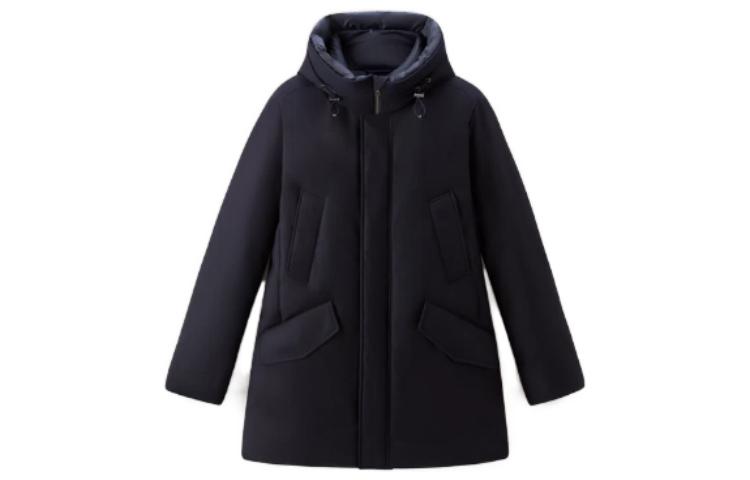 WOOLRICH Oversized Hooded Mid-Length Down Jacket Blue CFWOOU0826MRUT24903989