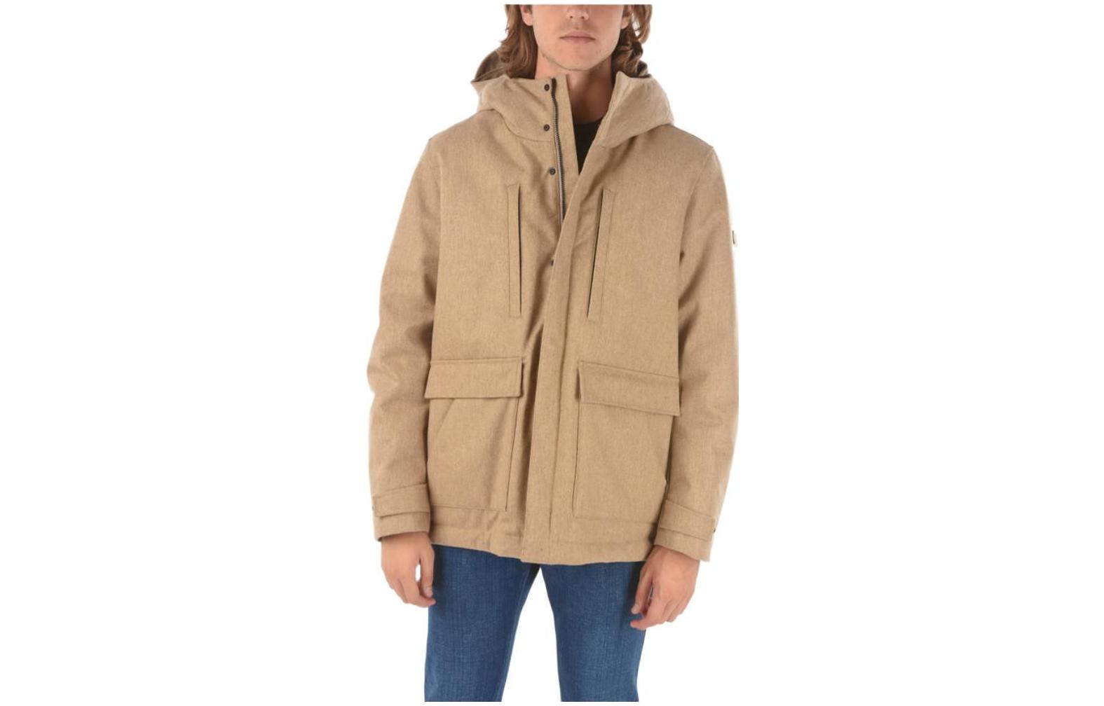 WOOLRICH Solid Color Hooded Zip Jacket Khaki COWOCPS2704TE058704