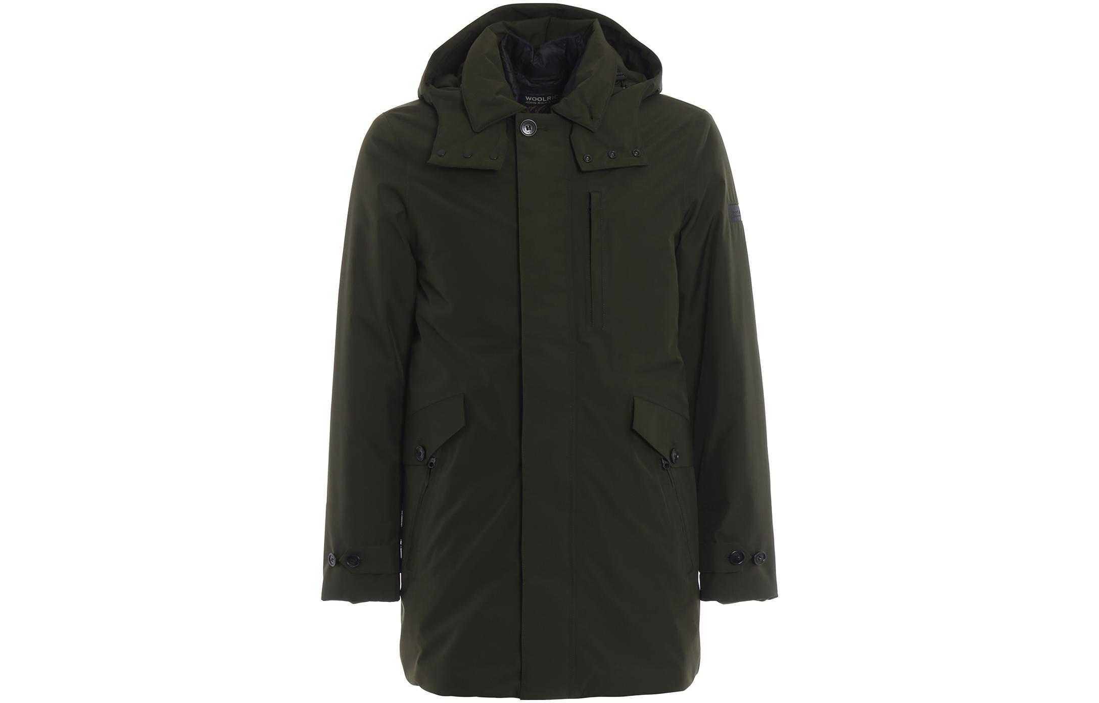 WOOLRICH Solid Color Loose Hooded Jacket Dark Green WOCPS2687GT02614L