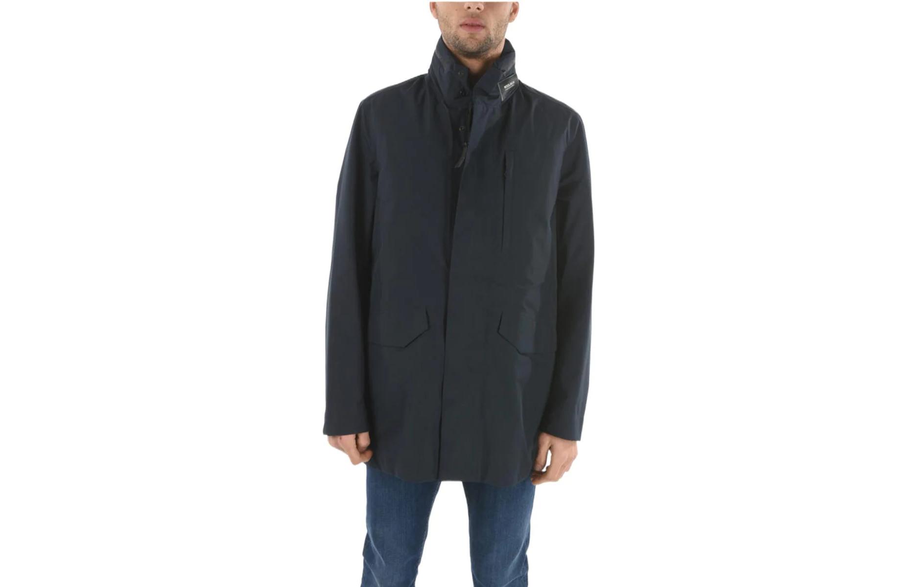 WOOLRICH Solid Color Zip-Up Jacket Navy Blue Long Sleeve Outerwear COWOCPS2783UT12293333