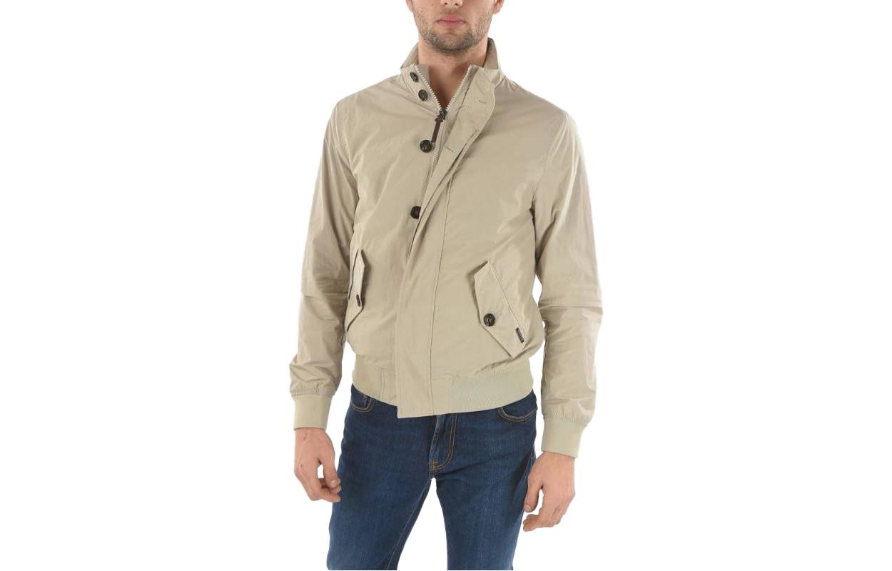 WOOLRICH Solid Color Zip-Up Stand Collar Jacket Men’s Khaki COWOCPS2641SM208557