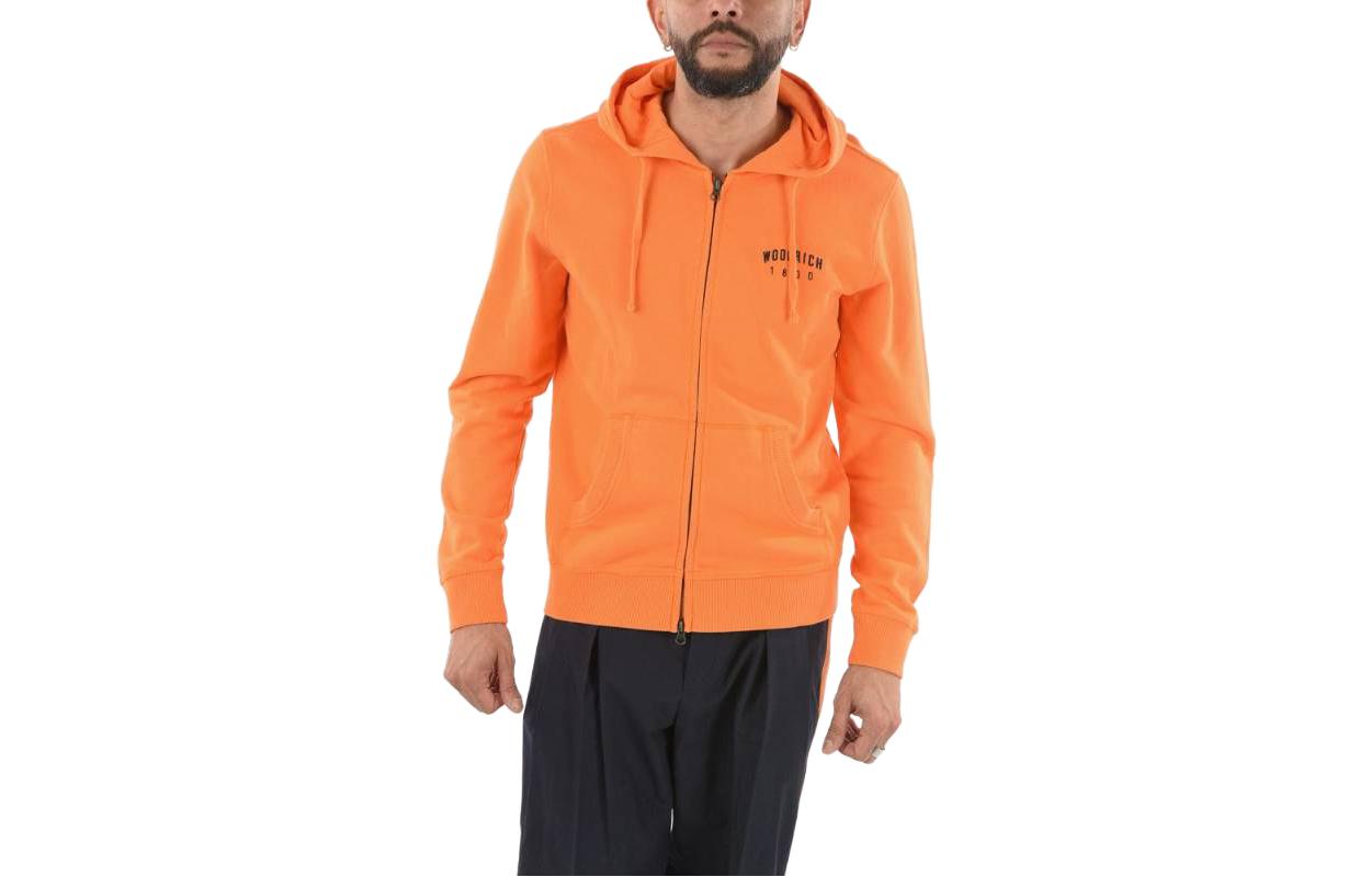 WOOLRICH Solid Color Zip Hoodie Orange COWOFEL1164UT1586211