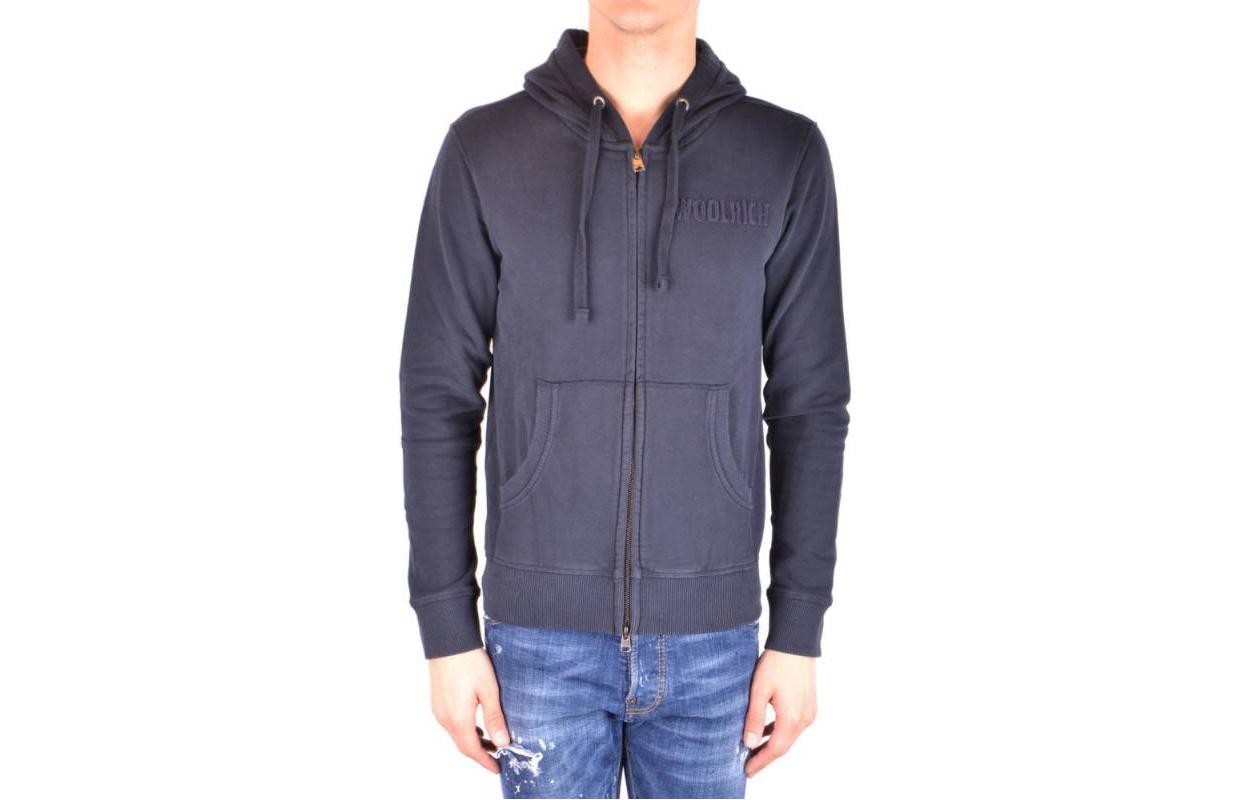 WOOLRICH Solid Logo Zip Hoodie - Blue WOFEL1143BR803989A