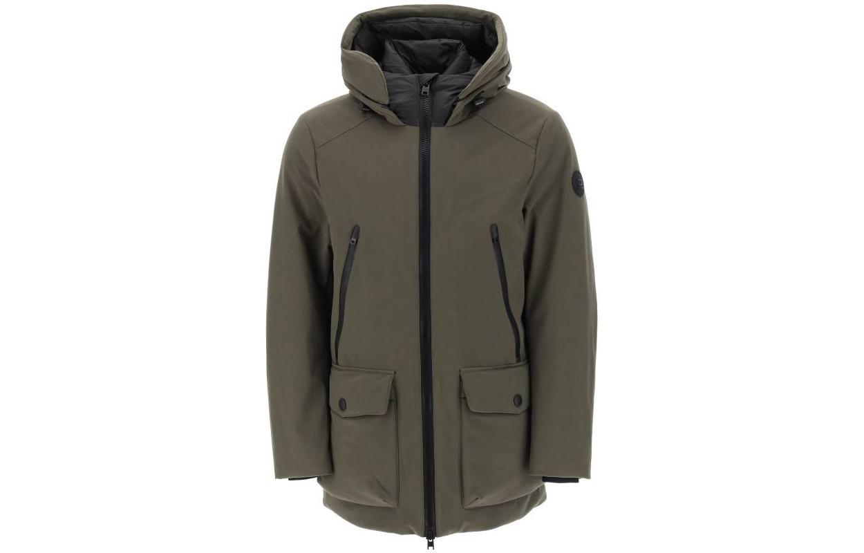 WOOLRICH Solid Pocket Hooded Jacket Army Green CFWOOU0859MRUT3496614