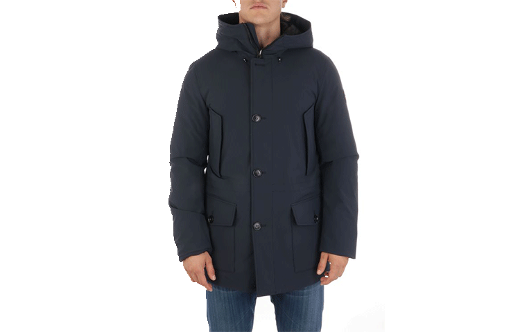 WOOLRICH Solid Simple Long-Sleeve Hooded Jacket - Blue WOOU0465MR-3989