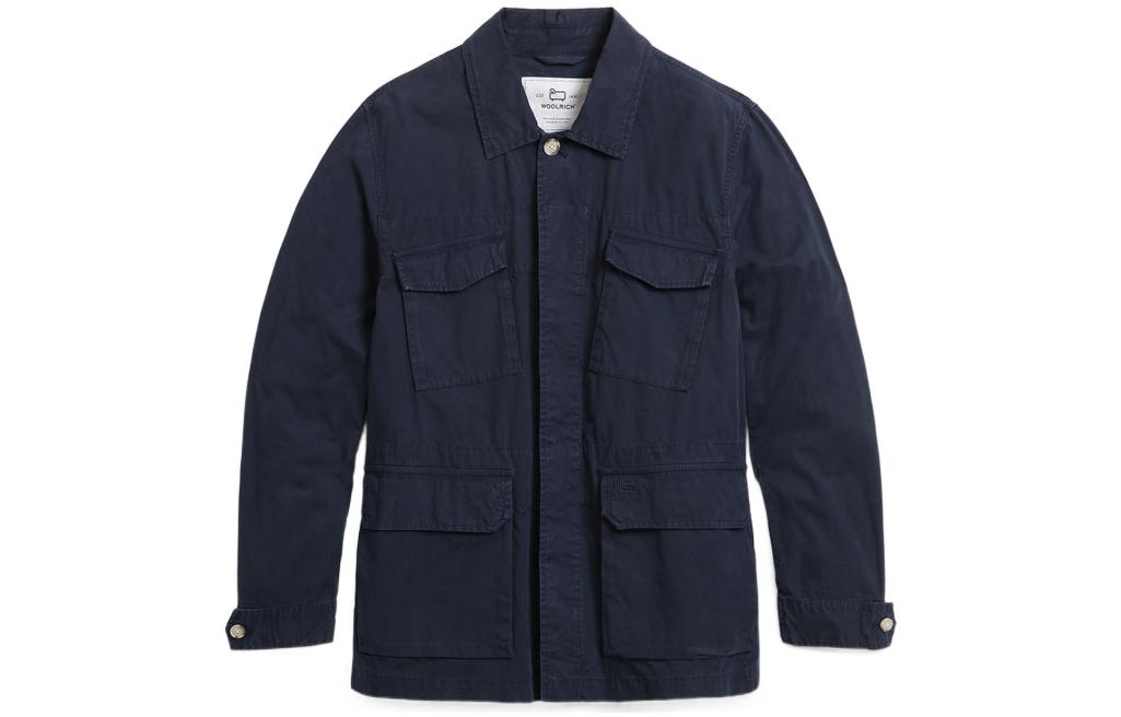 WOOLRICH SS22 Blue Solid Button-Up Long-Sleeve Jacket CFWOOU0543MRUT2876-3989