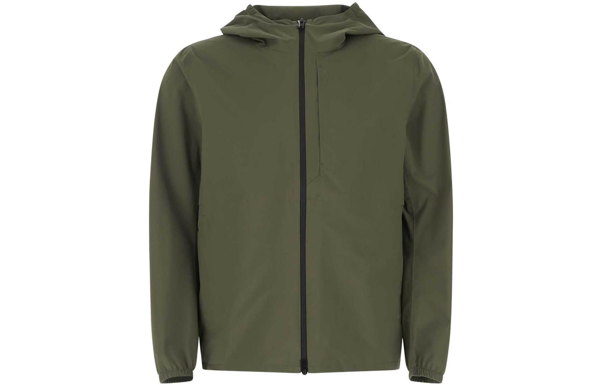 WOOLRICH SS22 Solid Logo Patch Zip-Up Hooded Jacket Green WOOU0526MRUT25406262