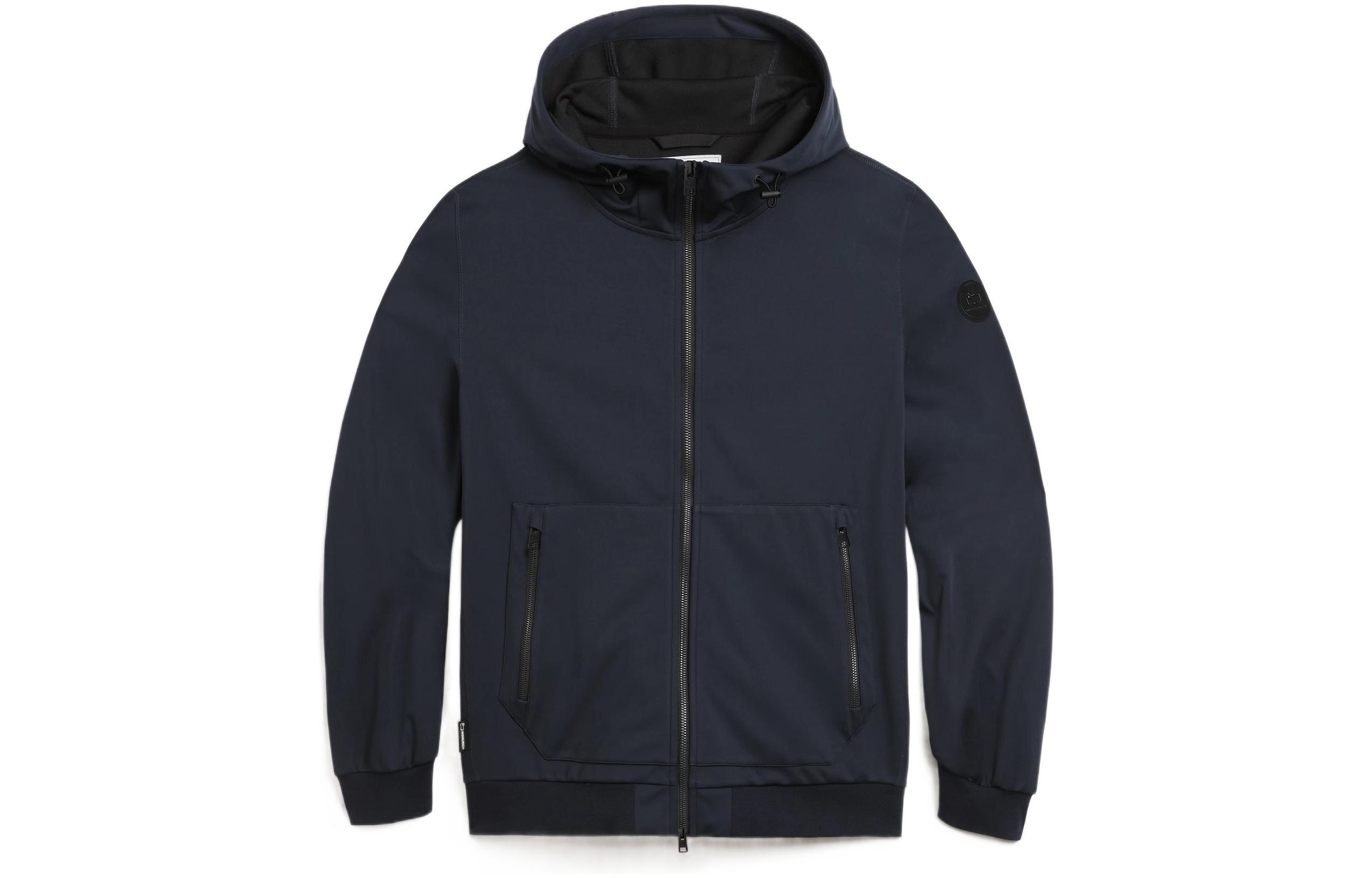 WOOLRICH SS22 Solid Waterproof Softshell Hooded Jacket Deep Blue CFWOSW0128MRUT2873-3989