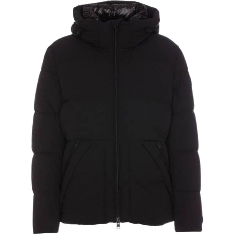 WOOLRICH SS23 Black Hooded Zip Jacket Casual Down Coat CFWOOU0847MR