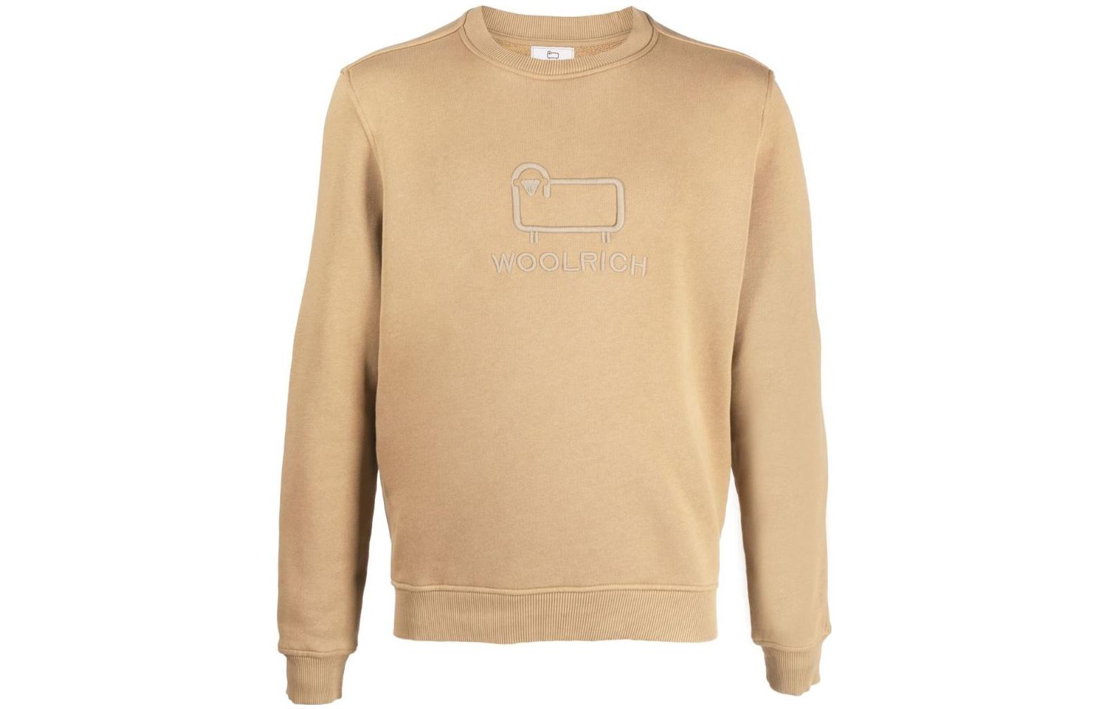 WOOLRICH SS23 Khaki Embroidered Logo Crewneck Sweatshirt CFWOSW0133MRUT31058926