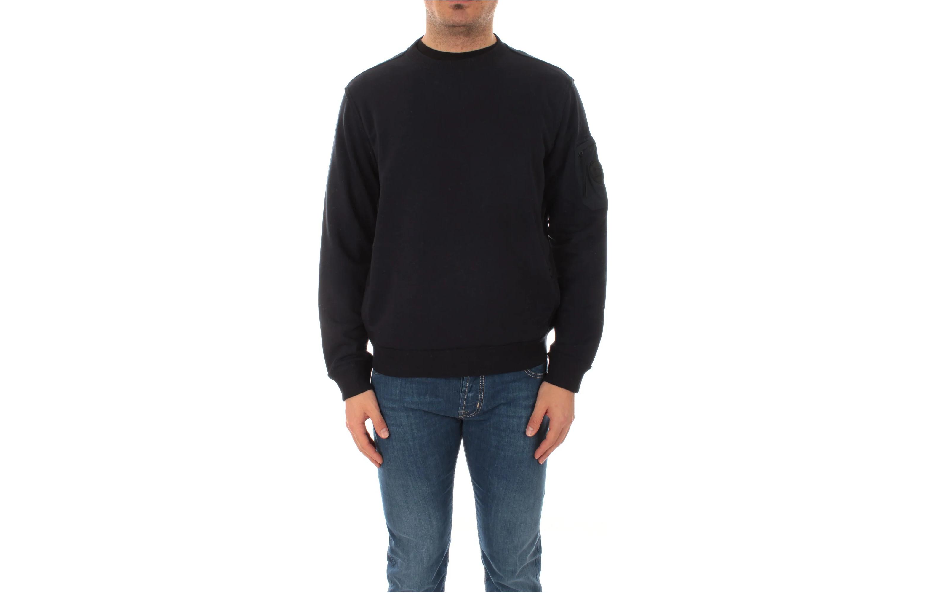 WOOLRICH SS23 Navy Blue Solid Crewneck Long-Sleeve Sweatshirt CFWOSW0179MRUT31643548