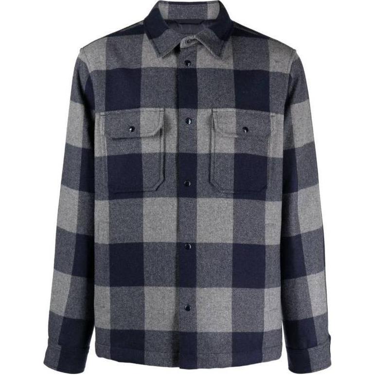 WOOLRICH SS23 Plaid Collar Jacket Grey Blue WOOS0067MRUT30463982