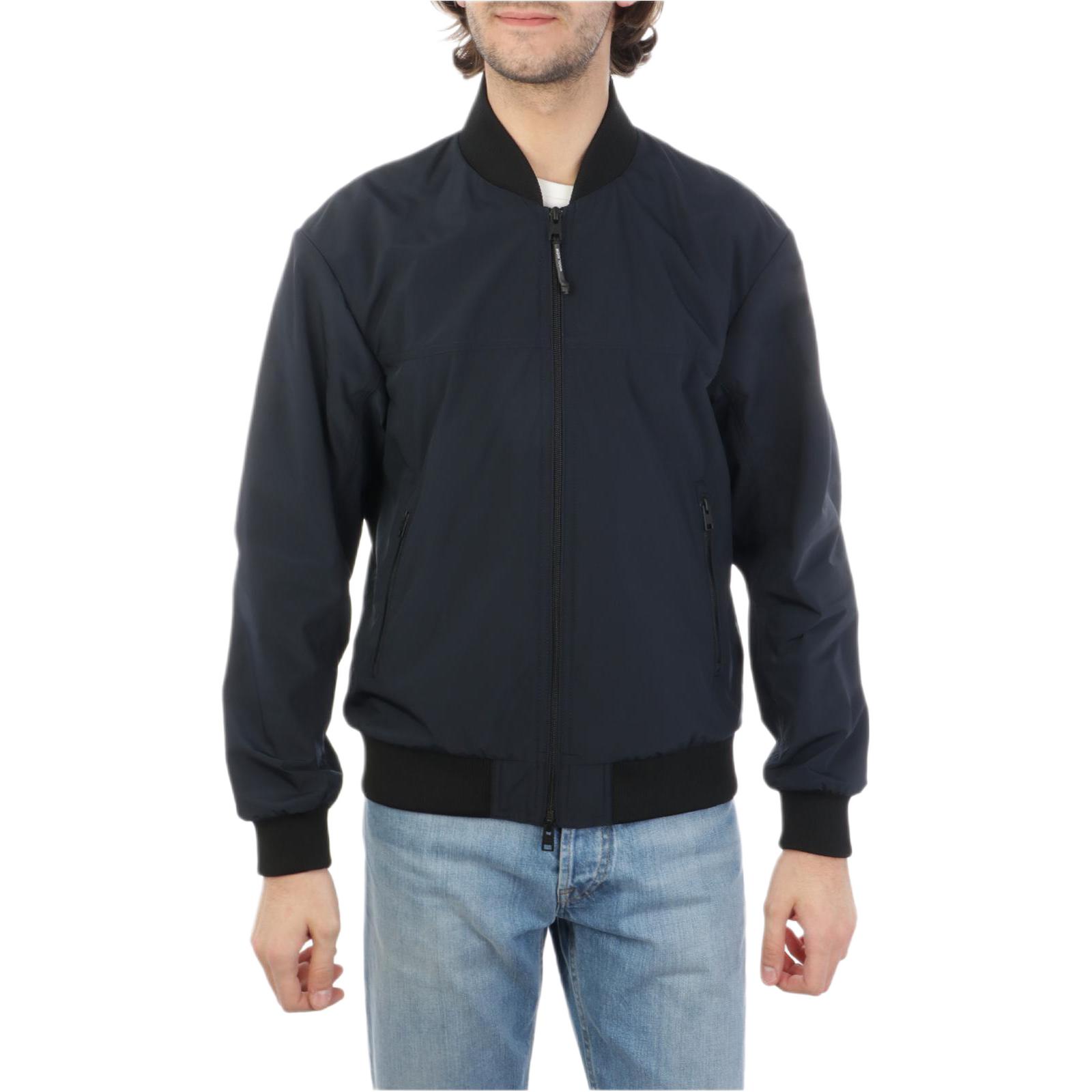 WOOLRICH SS23 Solid Color Baseball Collar Zip Jacket for Men WOOU0712MR3989