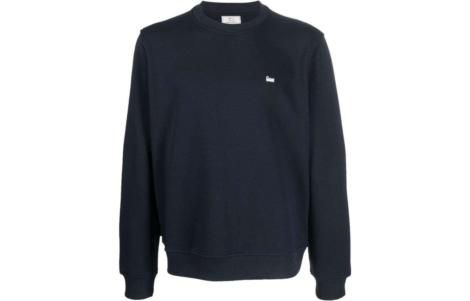 WOOLRICH SS23 Solid Logo Sheep Patch Sweatshirt Navy Blue (). CFWOSW0148MRUT29113989
