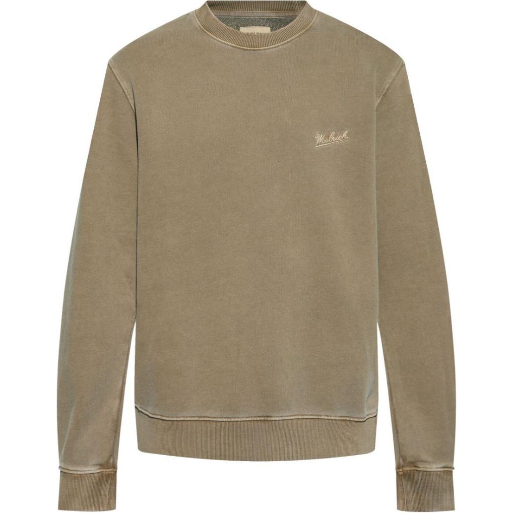 WOOLRICH SS24 Green Pullover Sweatshirt with Embroidered Logo CFWOSW0259MRUT3686-GREEN