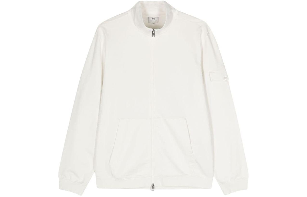 WOOLRICH SS24 High-Neck Zip-Up Sweatshirt White Long Sleeve CFWOSW0231MRUT3688