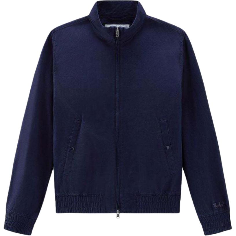 WOOLRICH SS24 Solid Color Stand Collar Zip Bomber Jacket Blue CFWOOU0916MRUT3717-31108