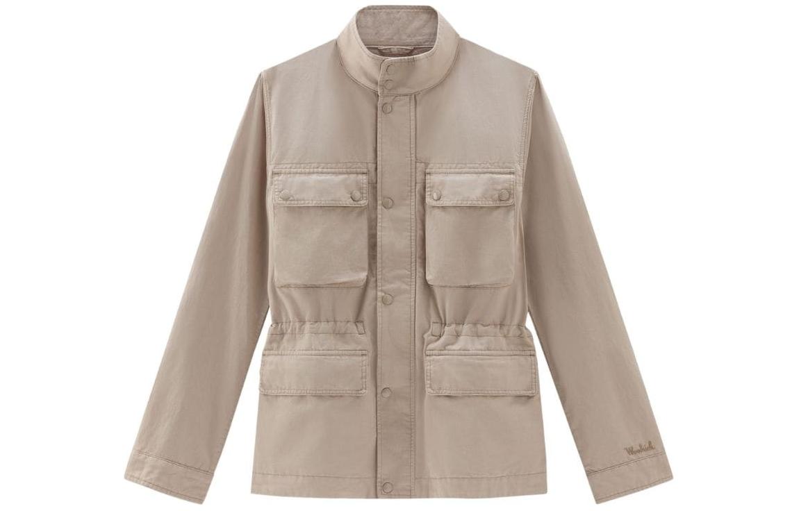 WOOLRICH SS24 Solid Single-Breasted Long-Sleeve Jacket Light Beige CFWOOU0897MRUT37178072