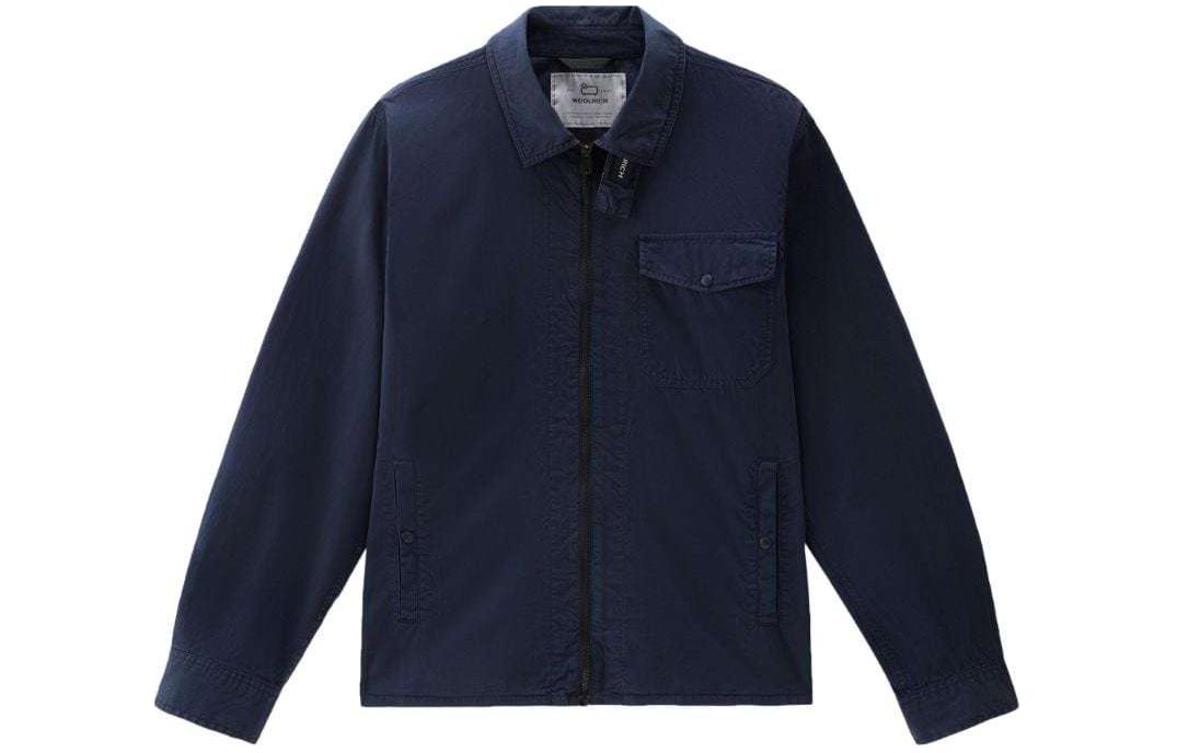 WOOLRICH SS24 Solid Zip-Up Straight Fit Jacket Navy Blue - CFWOOS0113MRUT36653989