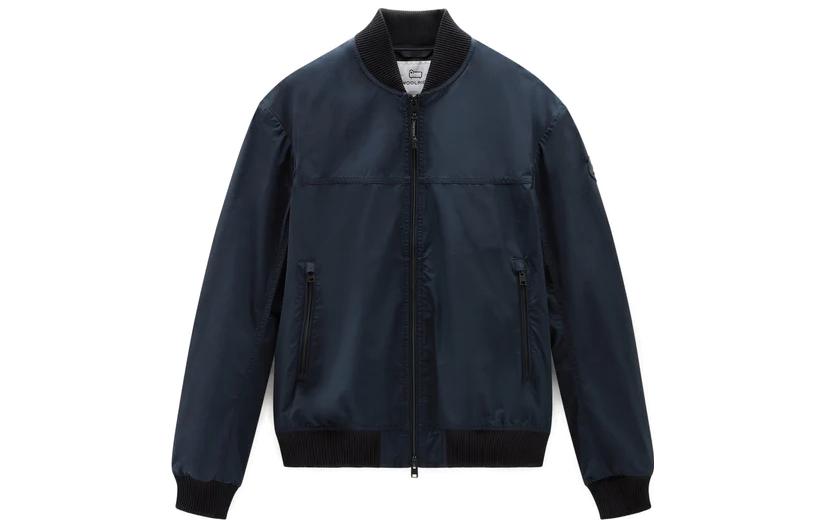 WOOLRICH SS2 Navy Blue Zip-Up Baseball Collar Jacket for Men CFWOOU0712MRUT31283989